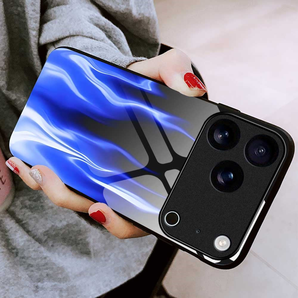 For iPhone 17 Pro Max Case Anti Drop TPU PC Tempered Glass Pattern Printing Phone Back Cover - B0193