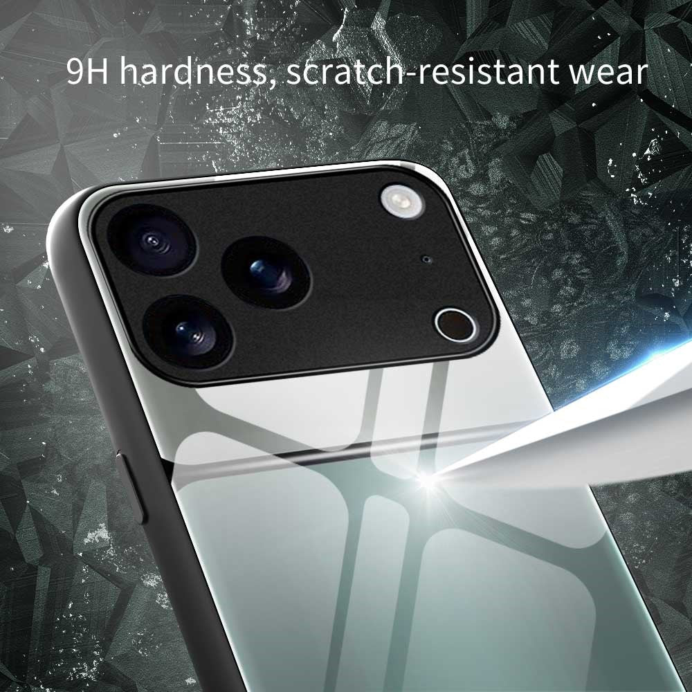 For iPhone 17 Pro Max Case Anti Drop TPU PC Tempered Glass Pattern Printing Phone Back Cover - B0194