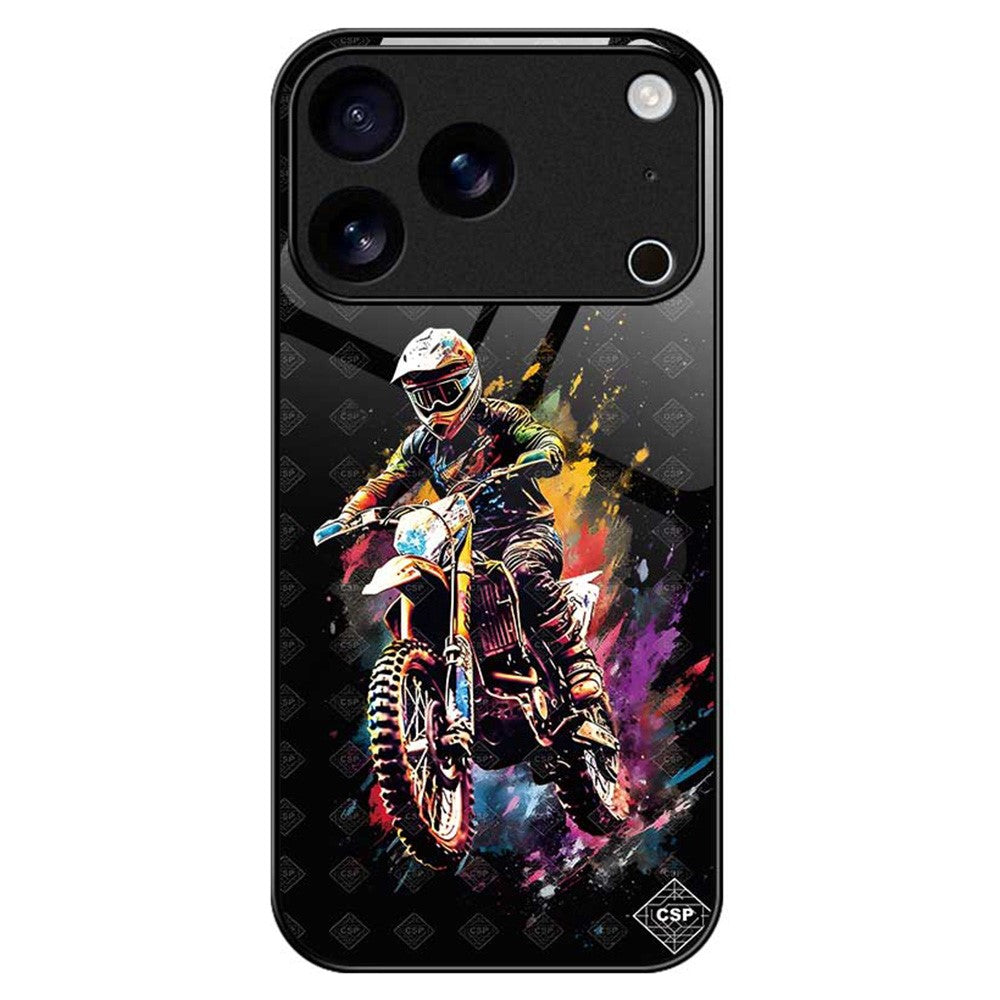 For iPhone 17 Pro Max Case Anti Drop TPU PC Tempered Glass Pattern Printing Phone Back Cover - B0196