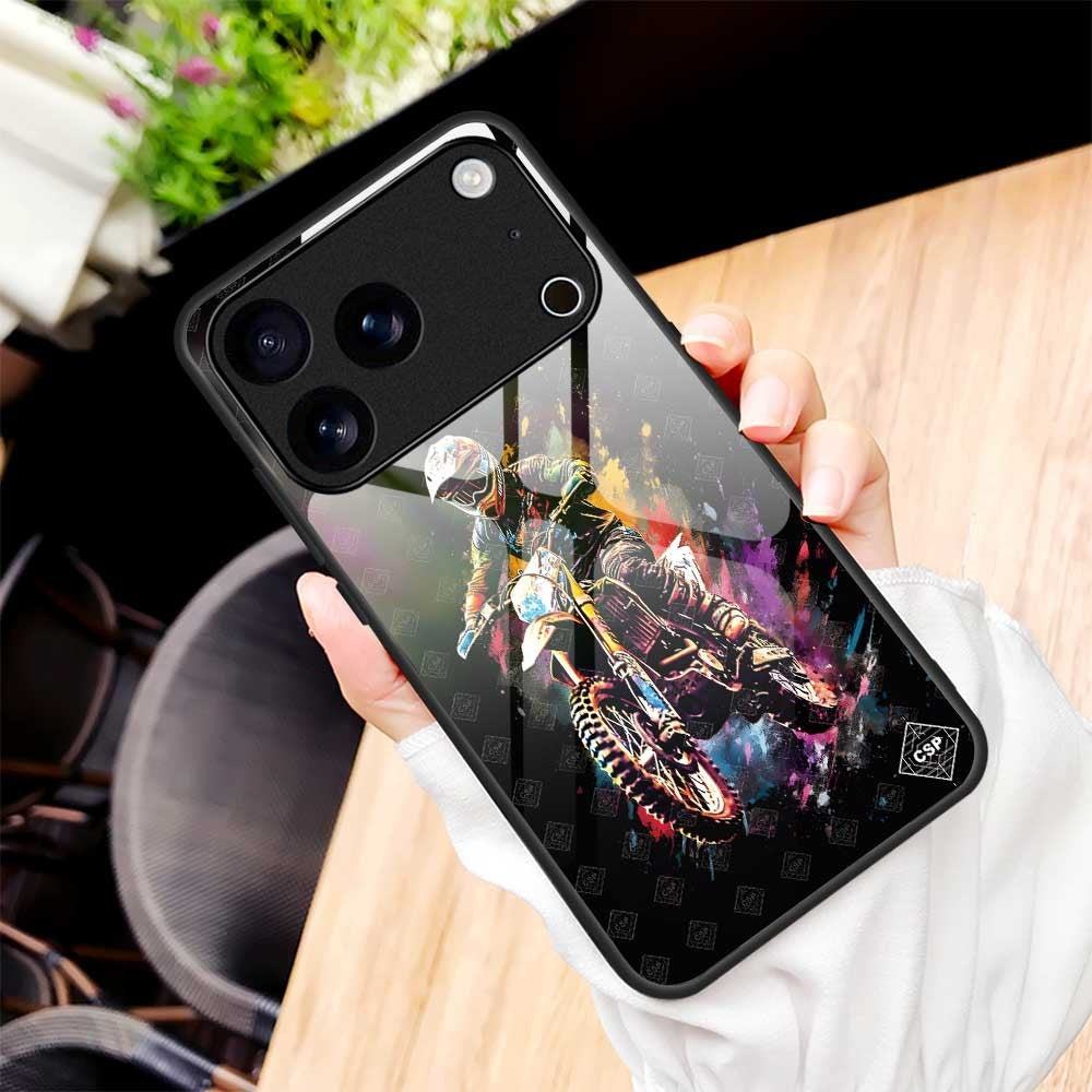 For iPhone 17 Pro Max Case Anti Drop TPU PC Tempered Glass Pattern Printing Phone Back Cover - B0196