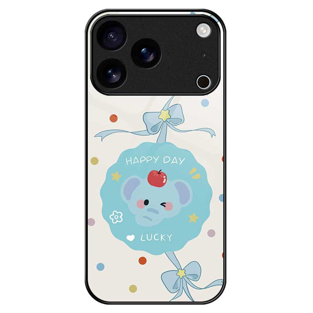 For iPhone 17 Pro Max Case Anti Drop TPU PC Tempered Glass Pattern Printing Phone Back Cover - B0197