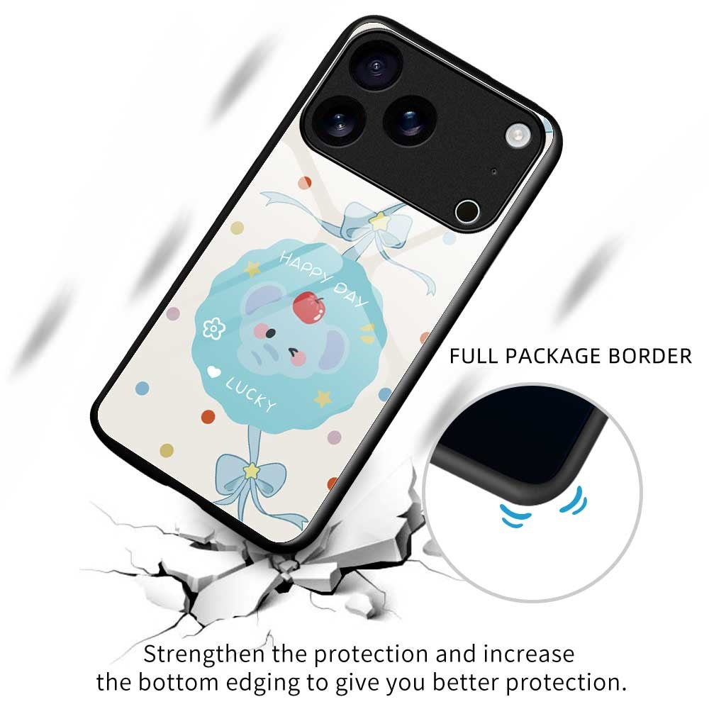 For iPhone 17 Pro Max Case Anti Drop TPU PC Tempered Glass Pattern Printing Phone Back Cover - B0197
