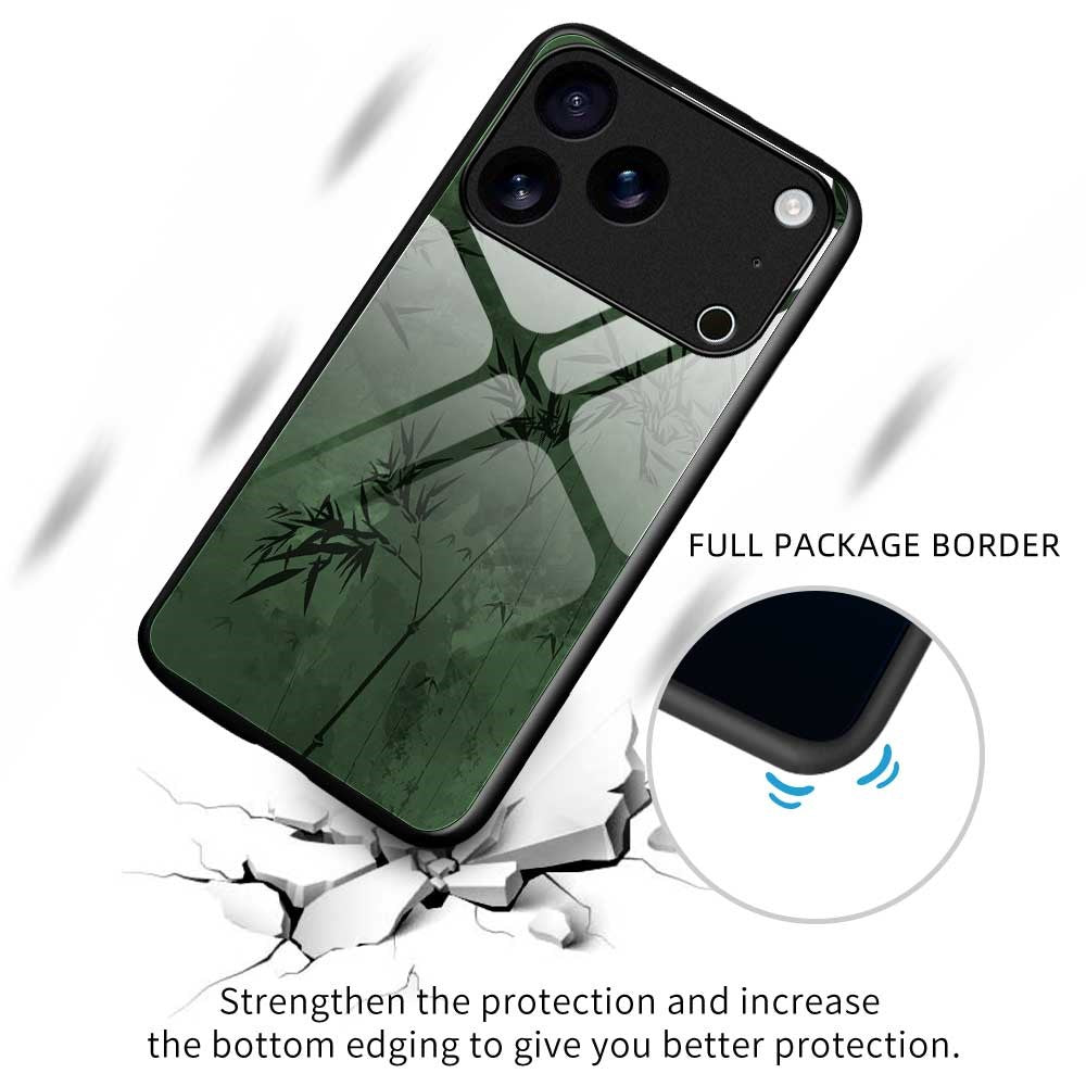 For iPhone 17 Pro Max Case Anti Drop TPU PC Tempered Glass Pattern Printing Phone Back Cover - B0201