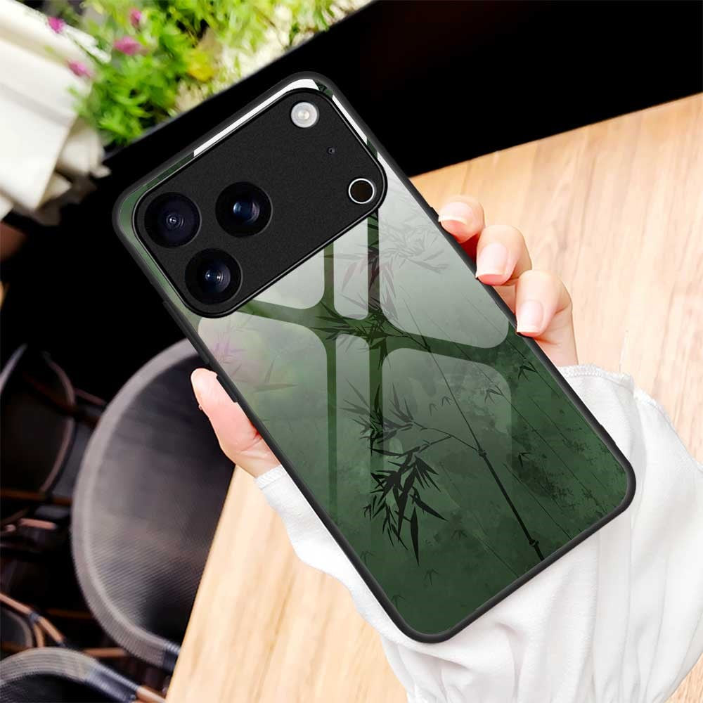 For iPhone 17 Pro Max Case Anti Drop TPU PC Tempered Glass Pattern Printing Phone Back Cover - B0201