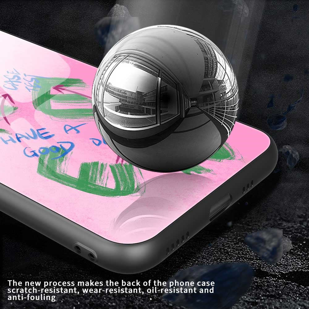 For iPhone 17 Pro Max Case Anti Drop TPU PC Tempered Glass Pattern Printing Phone Back Cover - B0202