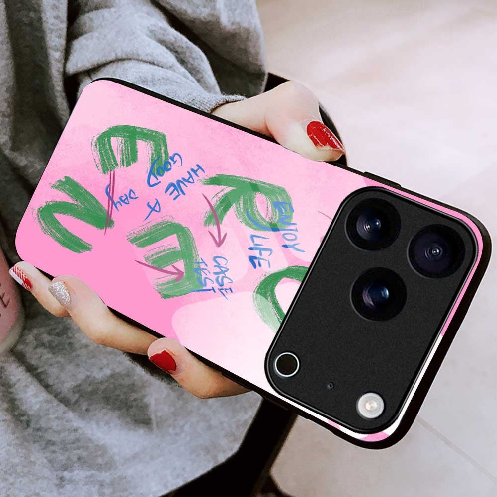 For iPhone 17 Pro Max Case Anti Drop TPU PC Tempered Glass Pattern Printing Phone Back Cover - B0202