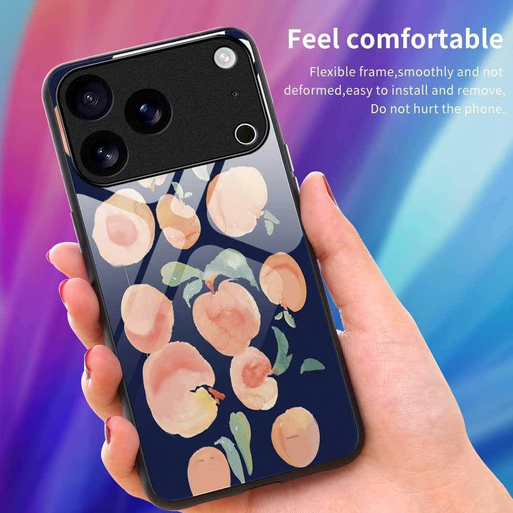 For iPhone 17 Pro Max Case Anti Drop TPU PC Tempered Glass Pattern Printing Phone Back Cover - B0203