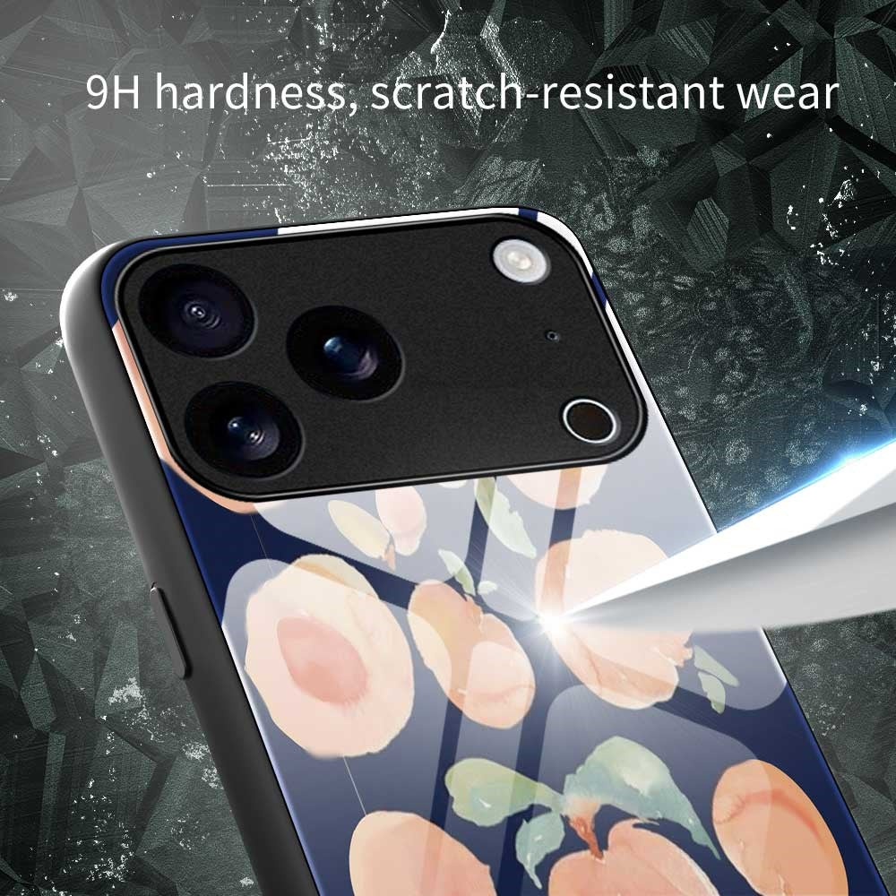 For iPhone 17 Pro Max Case Anti Drop TPU PC Tempered Glass Pattern Printing Phone Back Cover - B0203