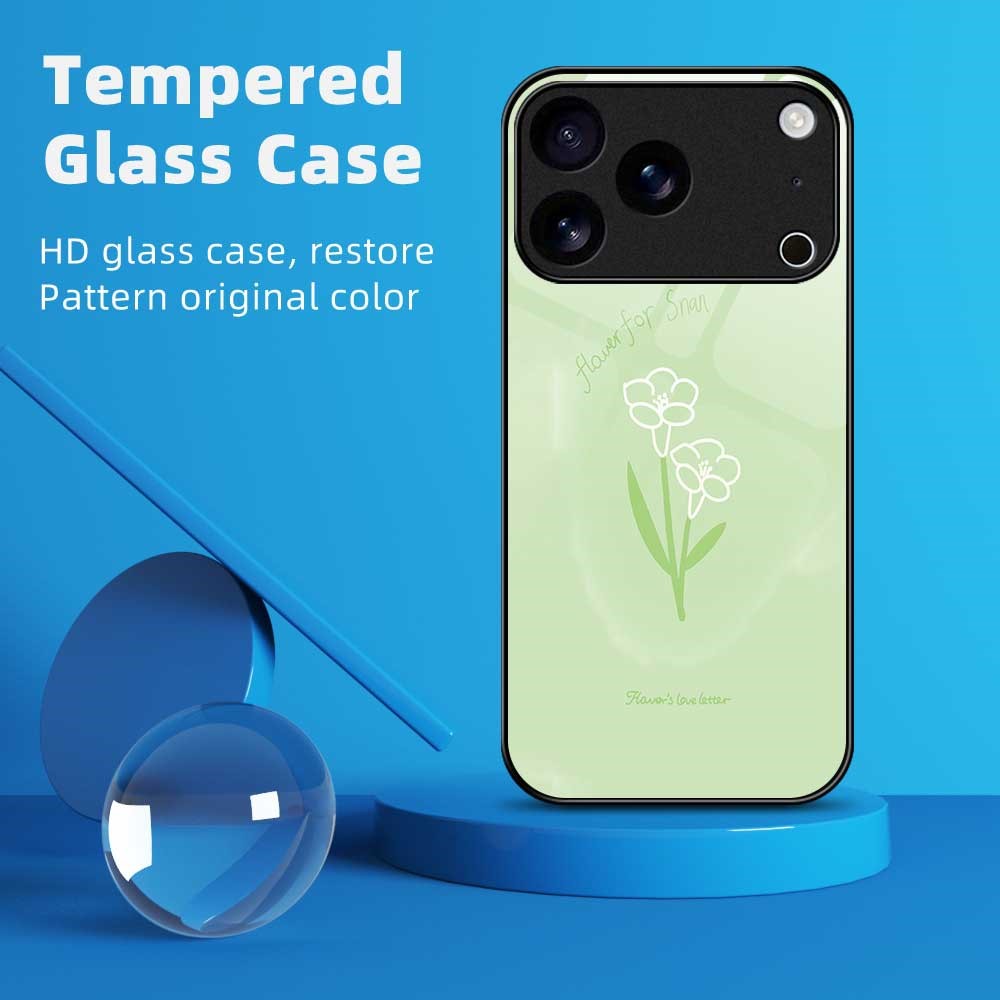 For iPhone 17 Pro Max Case Anti Drop TPU PC Tempered Glass Pattern Printing Phone Back Cover - B0204
