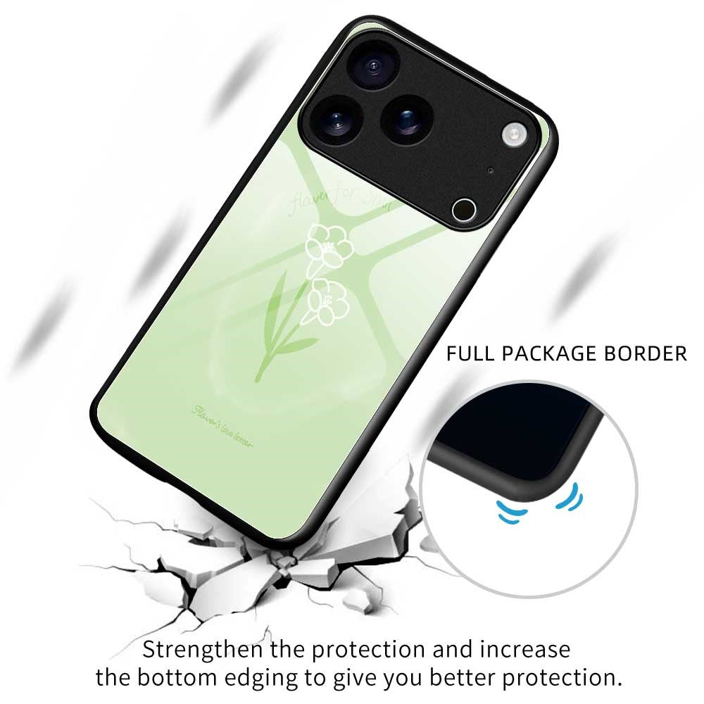 For iPhone 17 Pro Max Case Anti Drop TPU PC Tempered Glass Pattern Printing Phone Back Cover - B0204