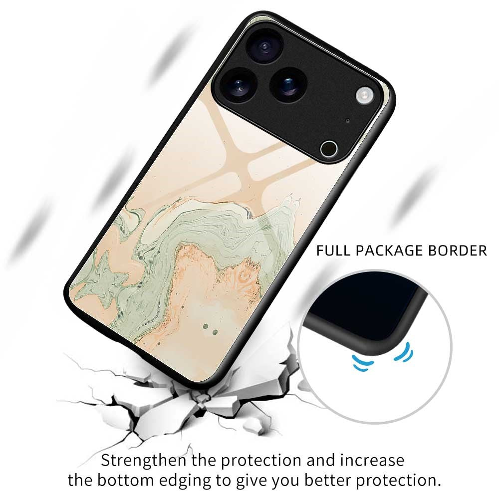 For iPhone 17 Pro Max Case Anti Drop TPU PC Tempered Glass Pattern Printing Phone Back Cover - B0205