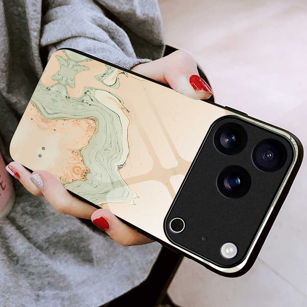 For iPhone 17 Pro Max Case Anti Drop TPU PC Tempered Glass Pattern Printing Phone Back Cover - B0205