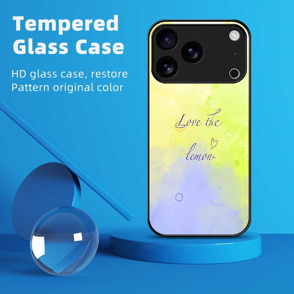 For iPhone 17 Pro Max Case Anti Drop TPU PC Tempered Glass Pattern Printing Phone Back Cover - B0206