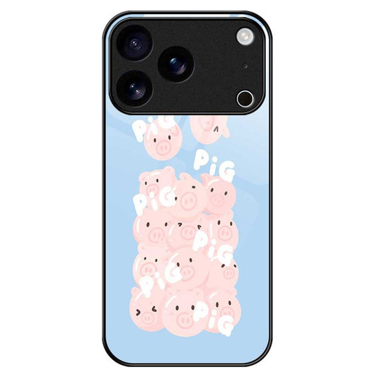 For iPhone 17 Pro Max Case Anti Drop TPU PC Tempered Glass Pattern Printing Phone Back Cover - B0208