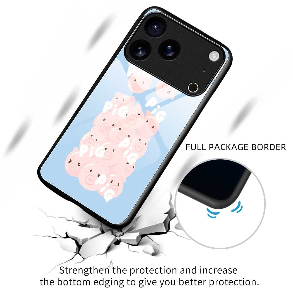 For iPhone 17 Pro Max Case Anti Drop TPU PC Tempered Glass Pattern Printing Phone Back Cover - B0208