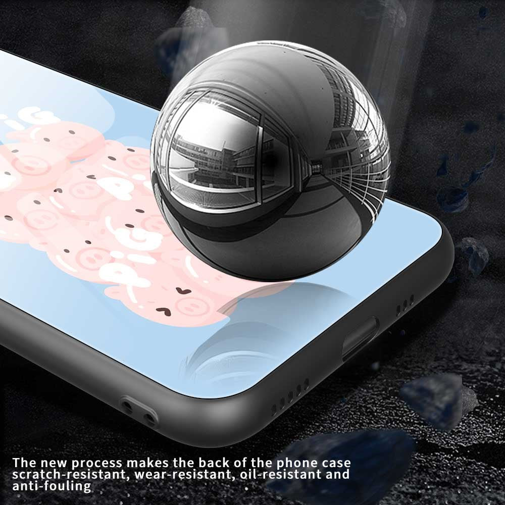 For iPhone 17 Pro Max Case Anti Drop TPU PC Tempered Glass Pattern Printing Phone Back Cover - B0208