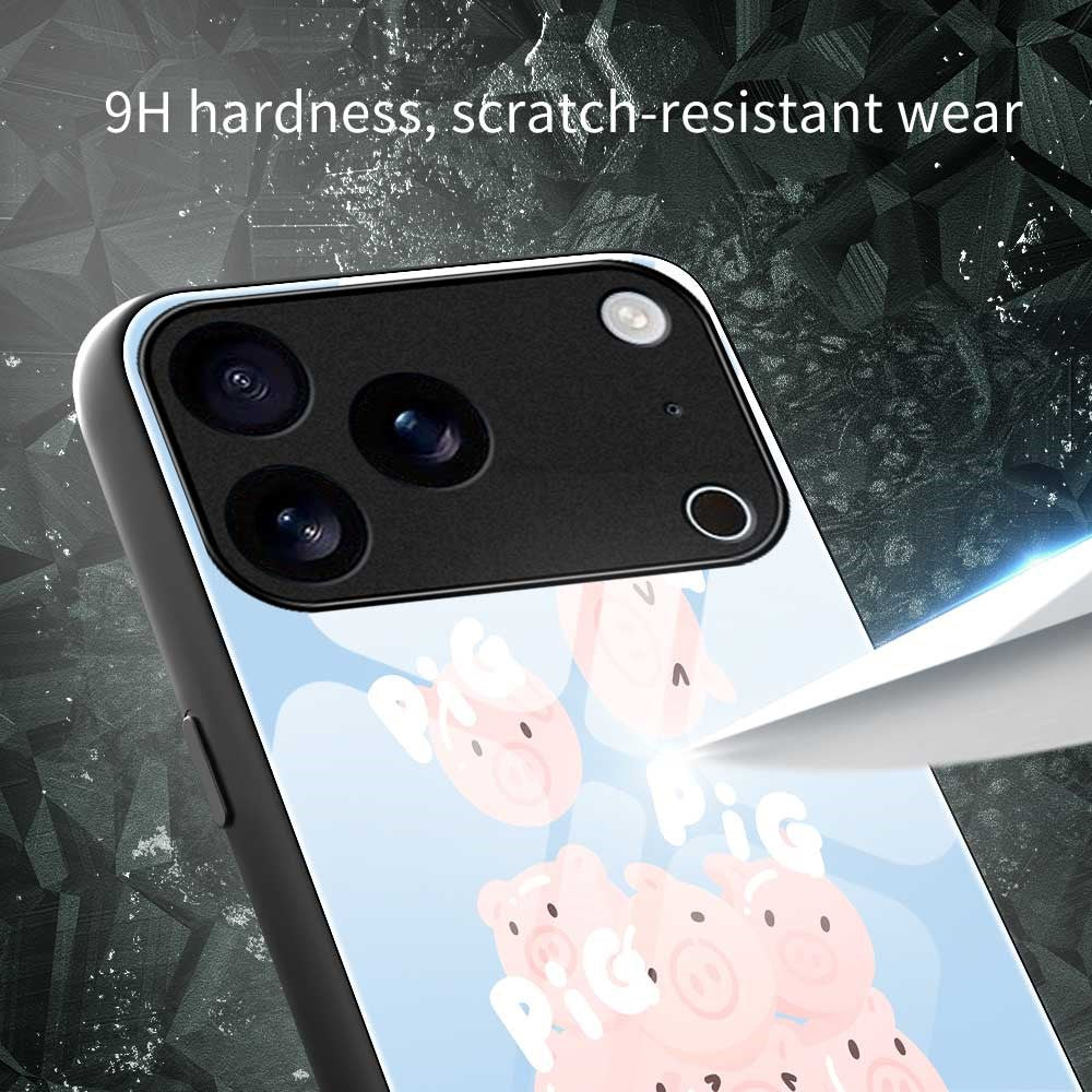 For iPhone 17 Pro Max Case Anti Drop TPU PC Tempered Glass Pattern Printing Phone Back Cover - B0208