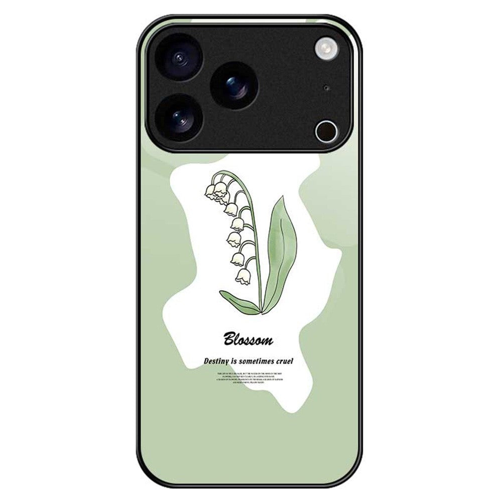 For iPhone 17 Pro Max Case Anti Drop TPU PC Tempered Glass Pattern Printing Phone Back Cover - B0209