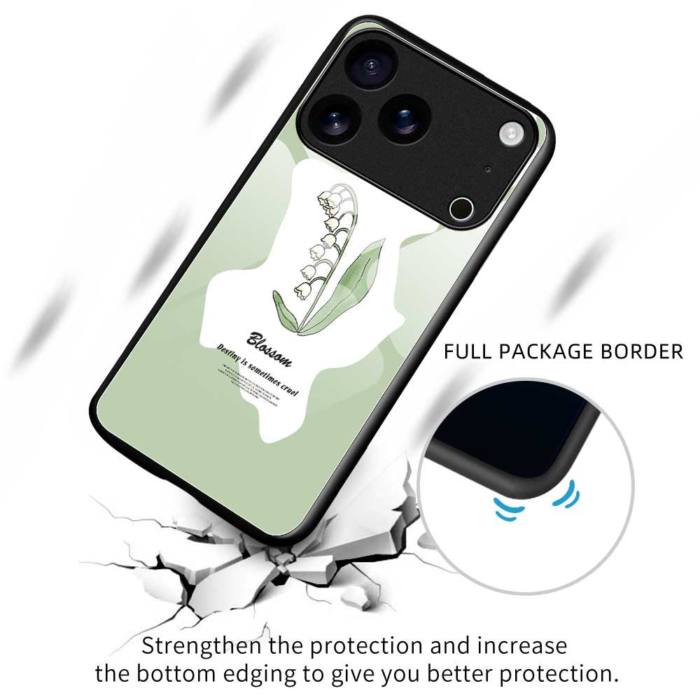 For iPhone 17 Pro Max Case Anti Drop TPU PC Tempered Glass Pattern Printing Phone Back Cover - B0209
