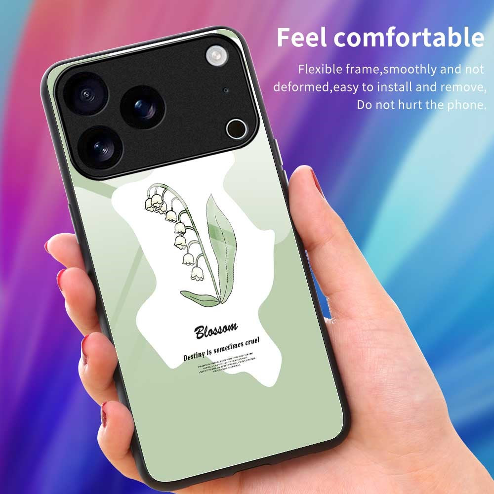 For iPhone 17 Pro Max Case Anti Drop TPU PC Tempered Glass Pattern Printing Phone Back Cover - B0209