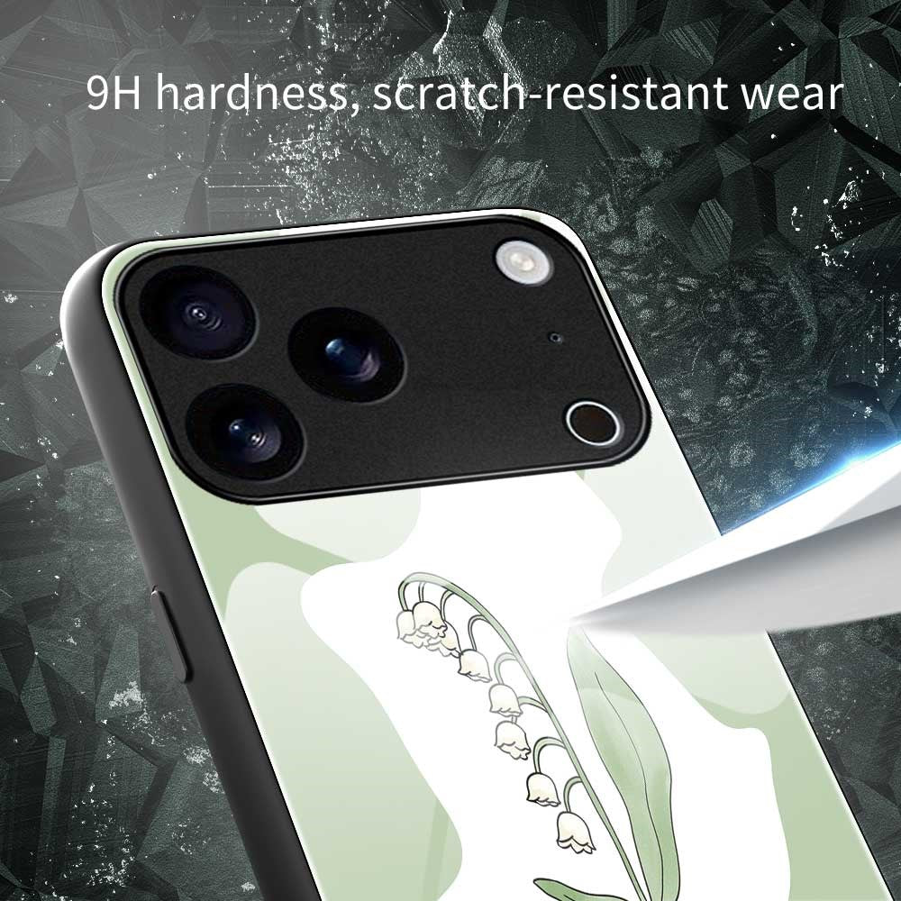For iPhone 17 Pro Max Case Anti Drop TPU PC Tempered Glass Pattern Printing Phone Back Cover - B0209