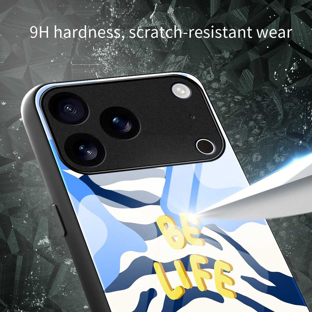 For iPhone 17 Pro Max Case Anti Drop TPU PC Tempered Glass Pattern Printing Phone Back Cover - B0210