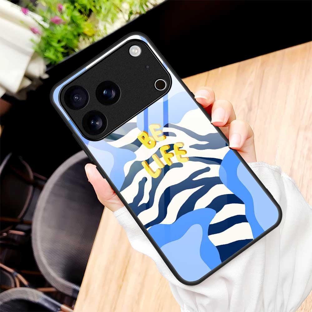 For iPhone 17 Pro Max Case Anti Drop TPU PC Tempered Glass Pattern Printing Phone Back Cover - B0210
