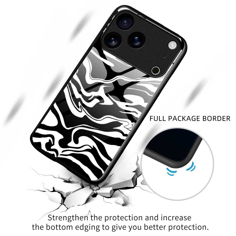 For iPhone 17 Pro Max Case Anti Drop TPU PC Tempered Glass Pattern Printing Phone Back Cover - B0212