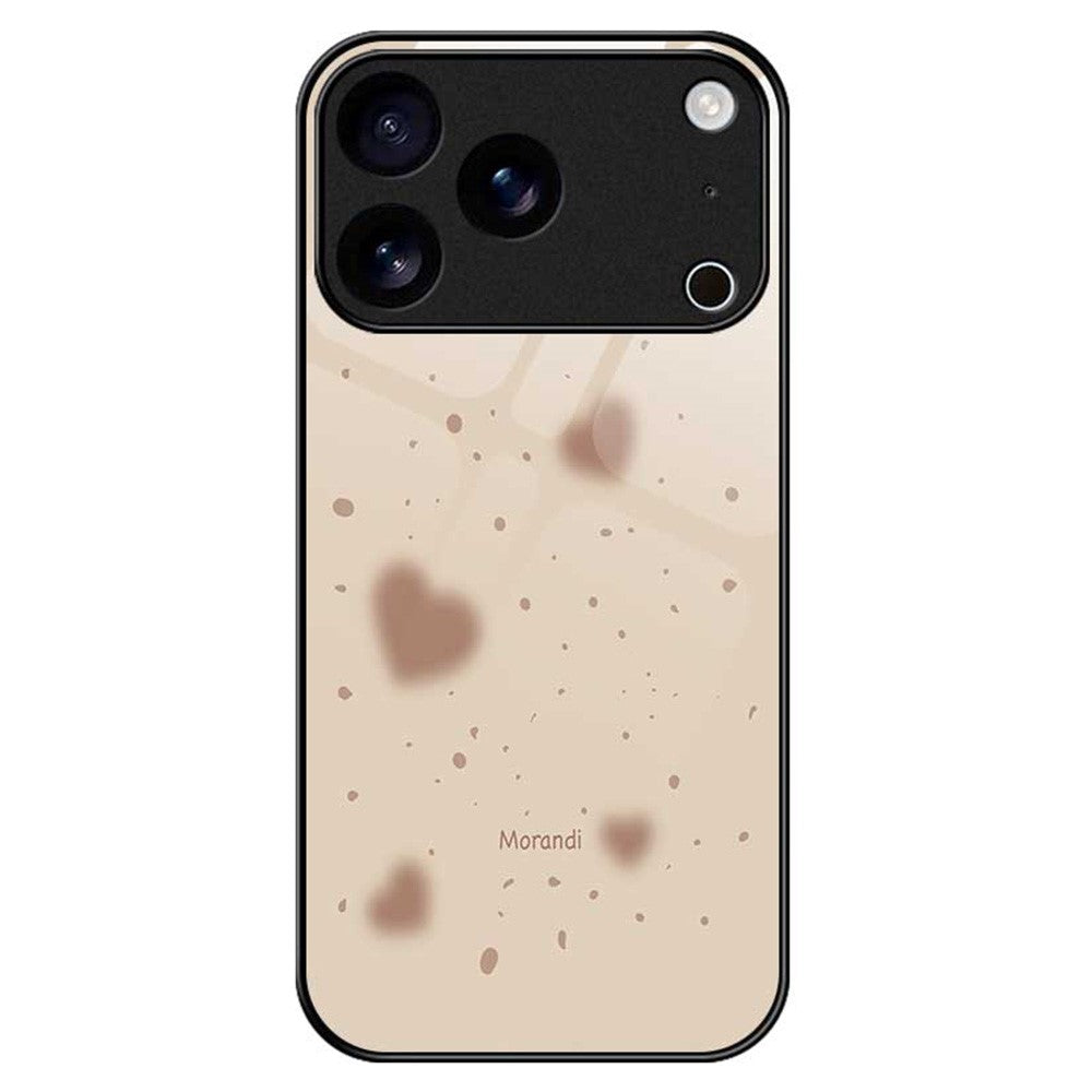 For iPhone 17 Pro Max Case Anti Drop TPU PC Tempered Glass Pattern Printing Phone Back Cover - B0213