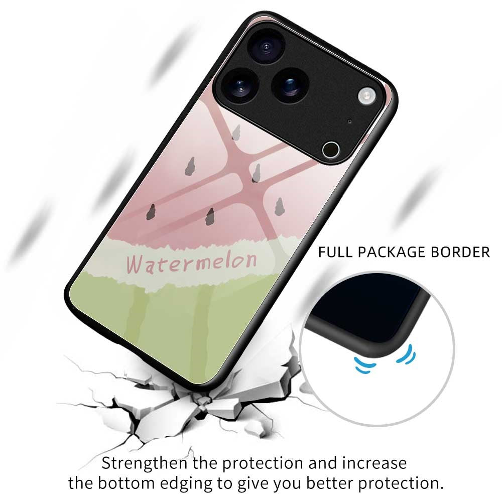 For iPhone 17 Pro Max Case Anti Drop TPU PC Tempered Glass Pattern Printing Phone Back Cover - B0214