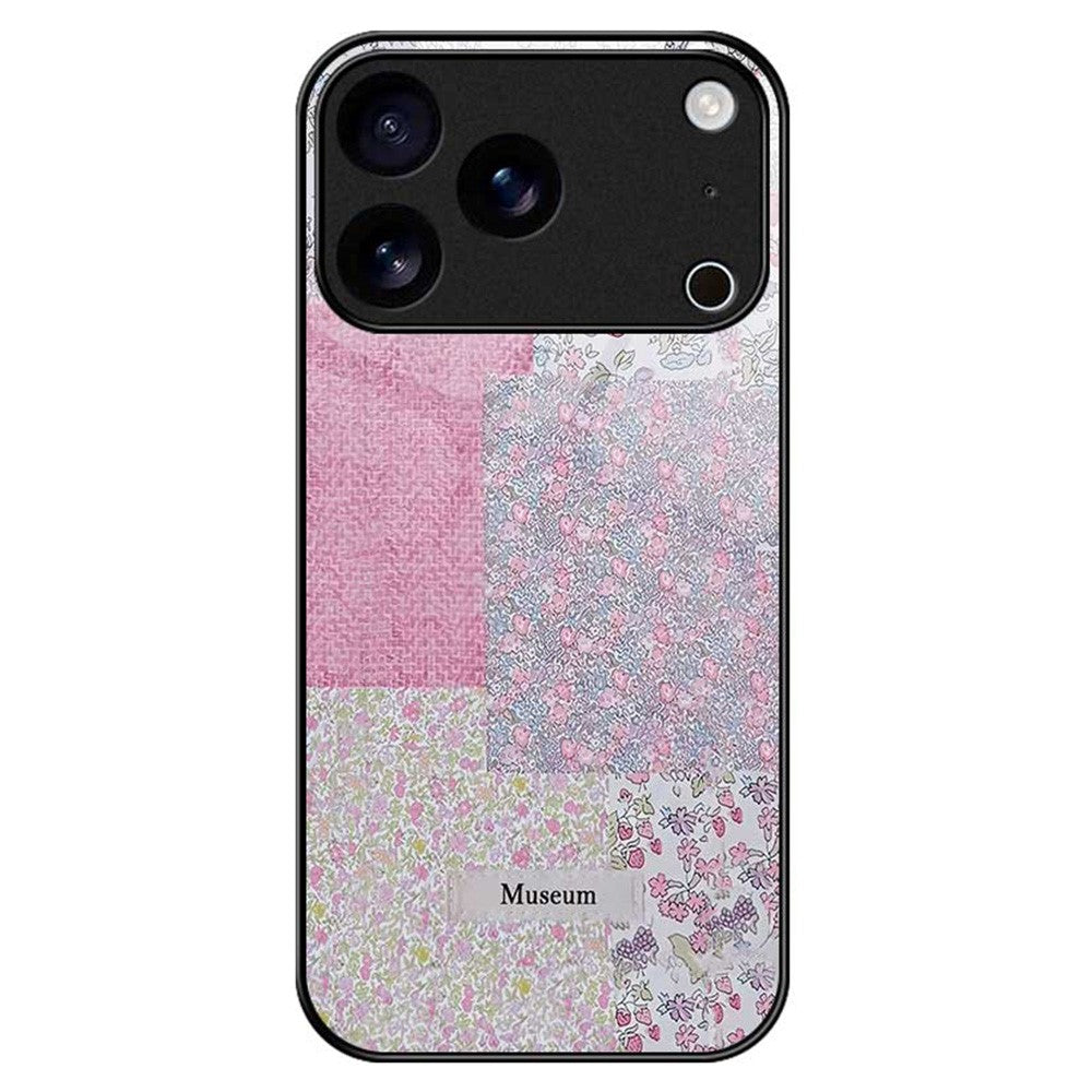 For iPhone 17 Pro Max Case Anti Drop TPU PC Tempered Glass Pattern Printing Phone Back Cover - B0215