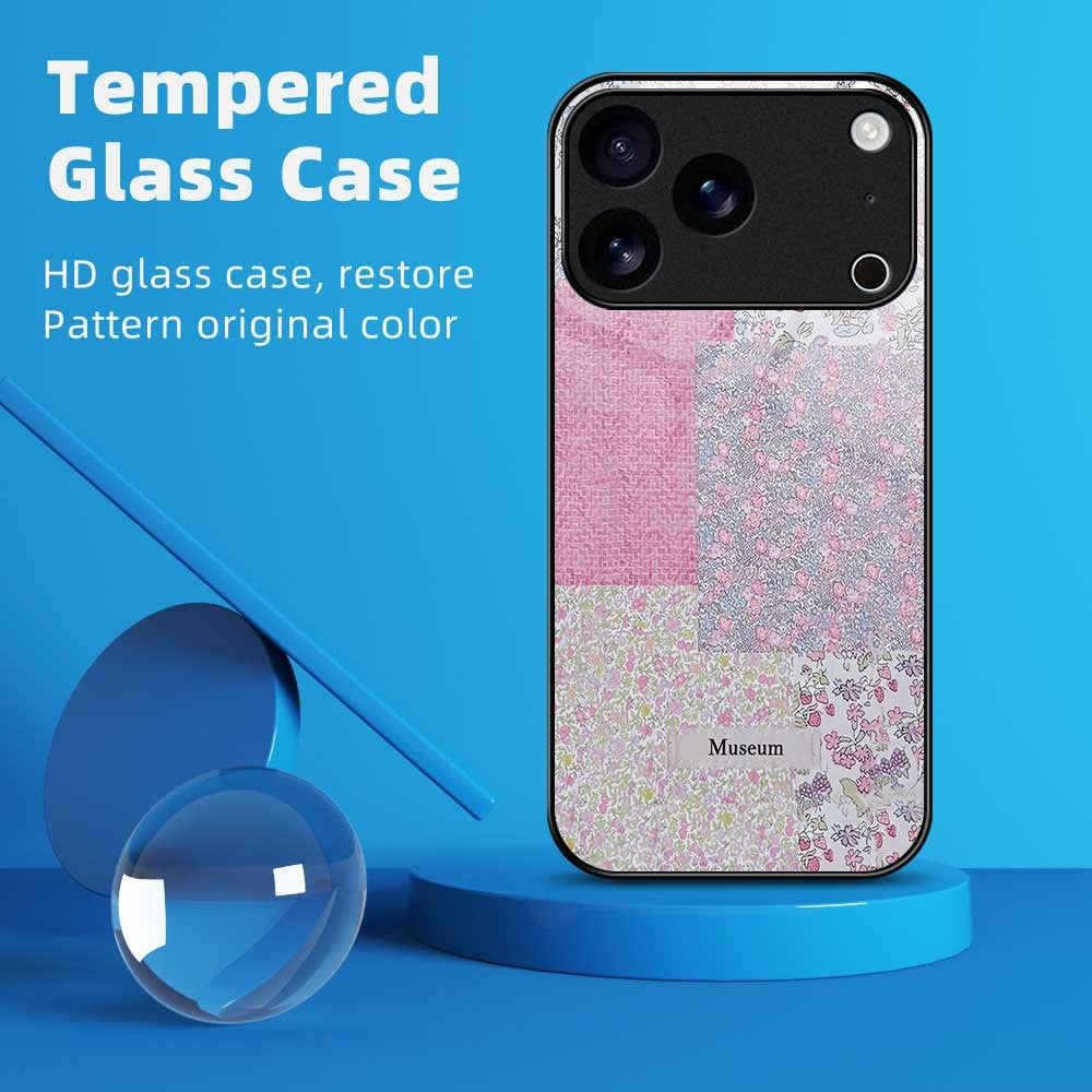 For iPhone 17 Pro Max Case Anti Drop TPU PC Tempered Glass Pattern Printing Phone Back Cover - B0215