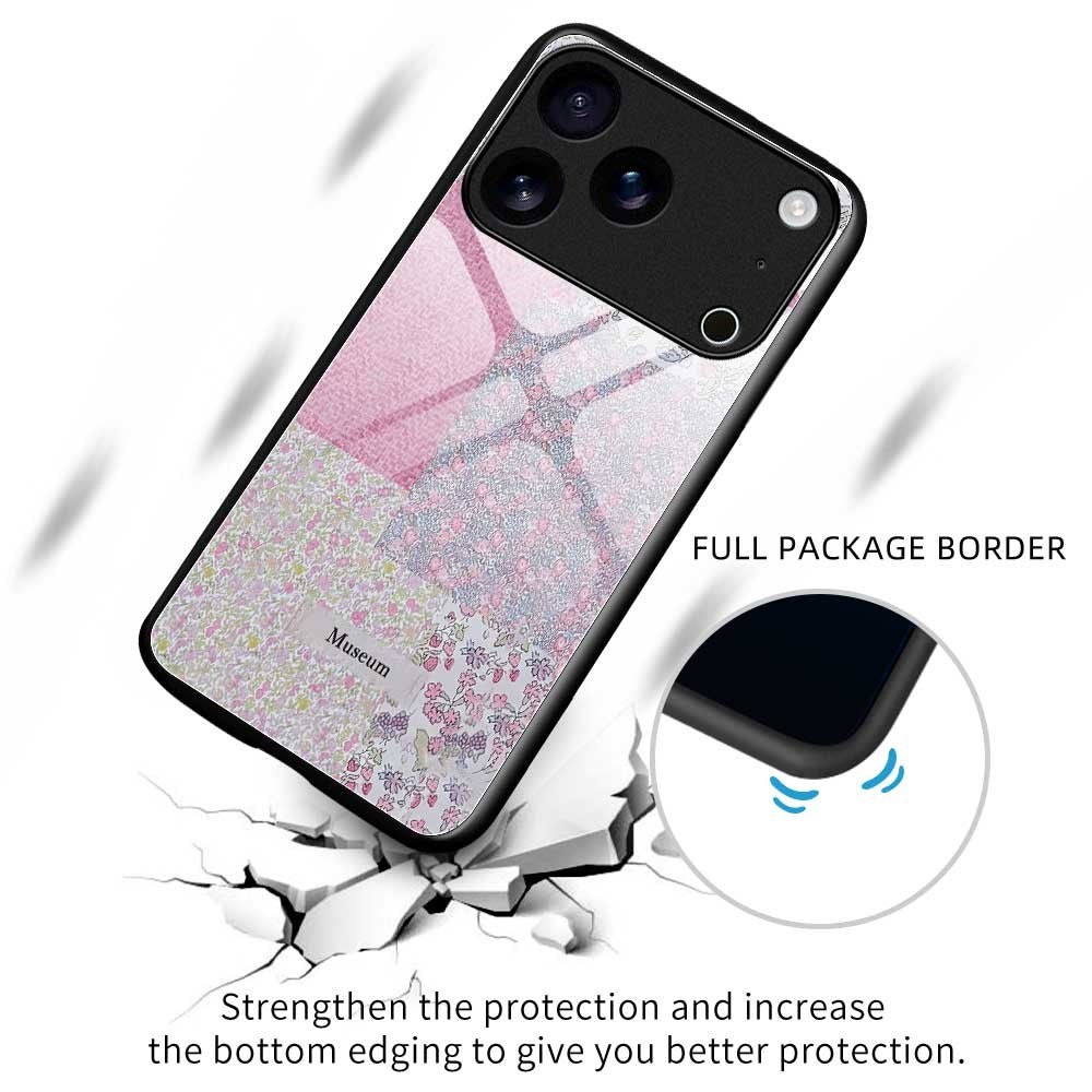 For iPhone 17 Pro Max Case Anti Drop TPU PC Tempered Glass Pattern Printing Phone Back Cover - B0215