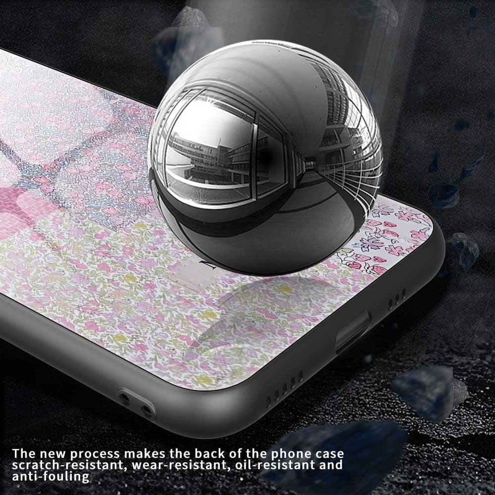 For iPhone 17 Pro Max Case Anti Drop TPU PC Tempered Glass Pattern Printing Phone Back Cover - B0215
