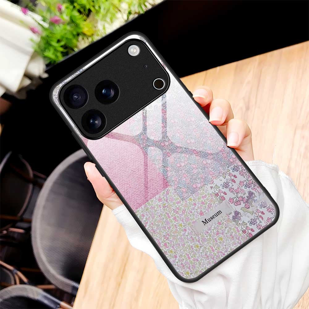 For iPhone 17 Pro Max Case Anti Drop TPU PC Tempered Glass Pattern Printing Phone Back Cover - B0215