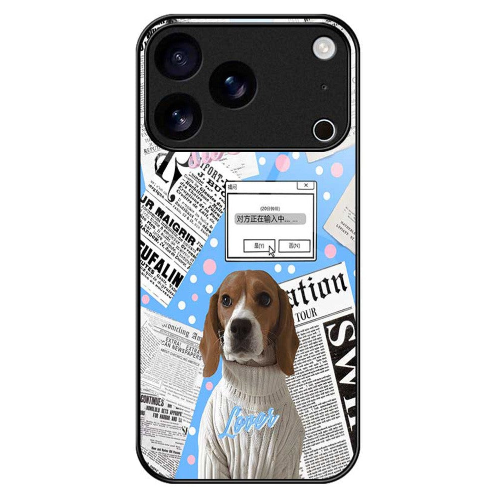 For iPhone 17 Pro Max Case TPU PC Tempered Glass Pattern Printing Anti Drop Phone Back Cover - B0228