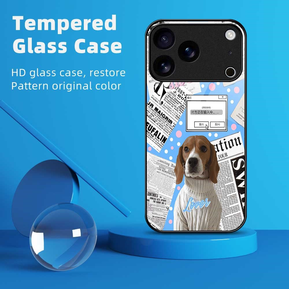 For iPhone 17 Pro Max Case TPU PC Tempered Glass Pattern Printing Anti Drop Phone Back Cover - B0228