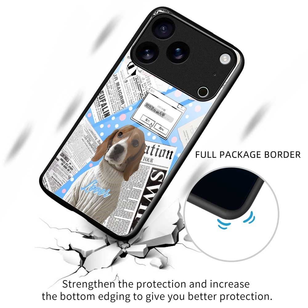 For iPhone 17 Pro Max Case TPU PC Tempered Glass Pattern Printing Anti Drop Phone Back Cover - B0228