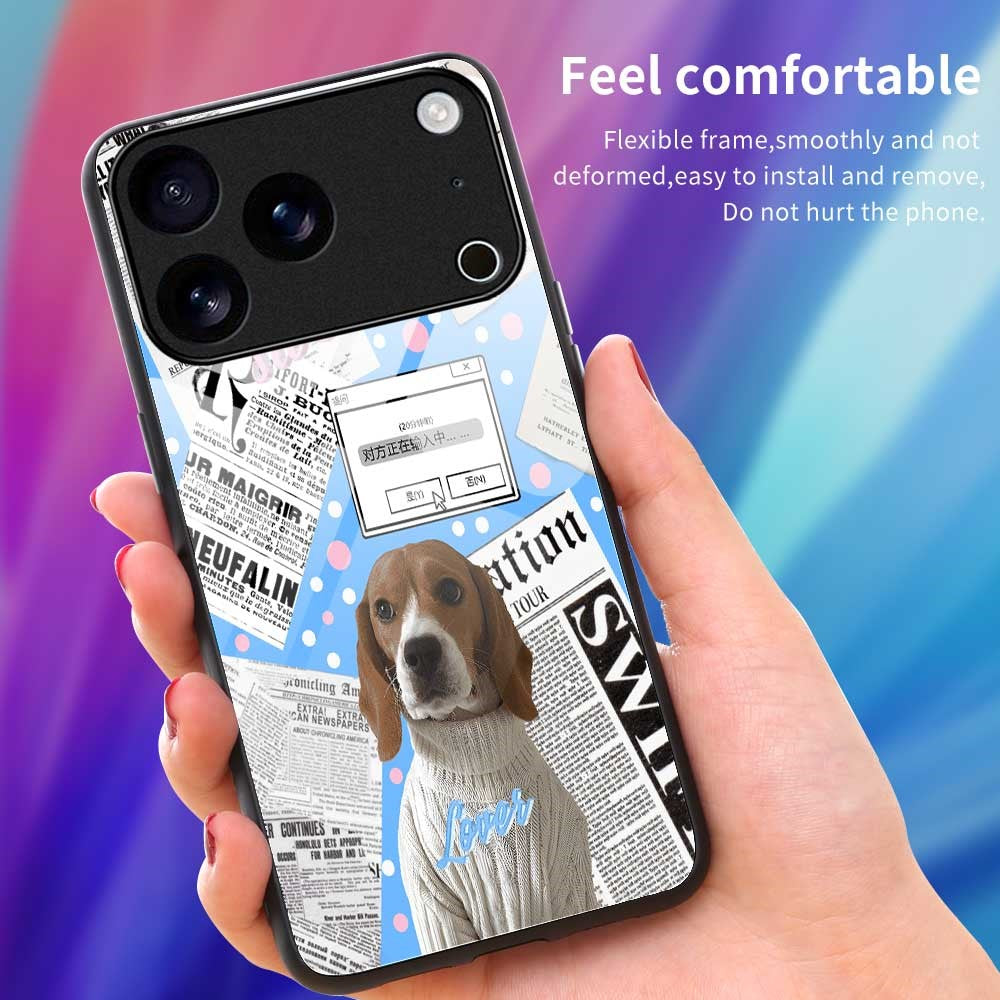 For iPhone 17 Pro Max Case TPU PC Tempered Glass Pattern Printing Anti Drop Phone Back Cover - B0228