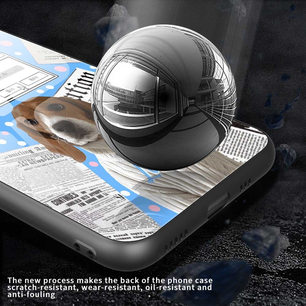 For iPhone 17 Pro Max Case TPU PC Tempered Glass Pattern Printing Anti Drop Phone Back Cover - B0228