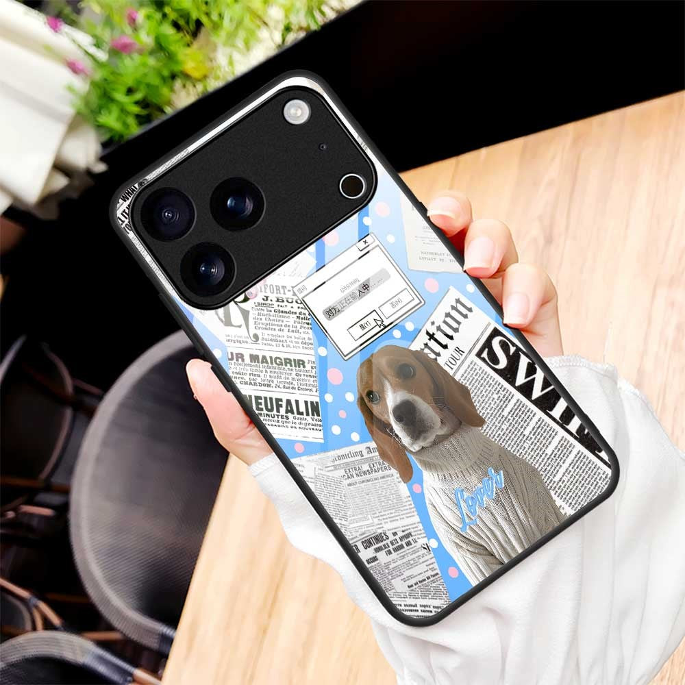 For iPhone 17 Pro Max Case TPU PC Tempered Glass Pattern Printing Anti Drop Phone Back Cover - B0228