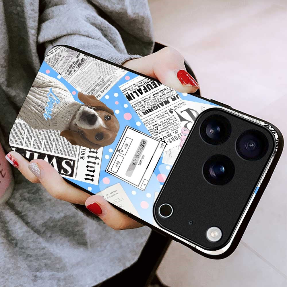 For iPhone 17 Pro Max Case TPU PC Tempered Glass Pattern Printing Anti Drop Phone Back Cover - B0228