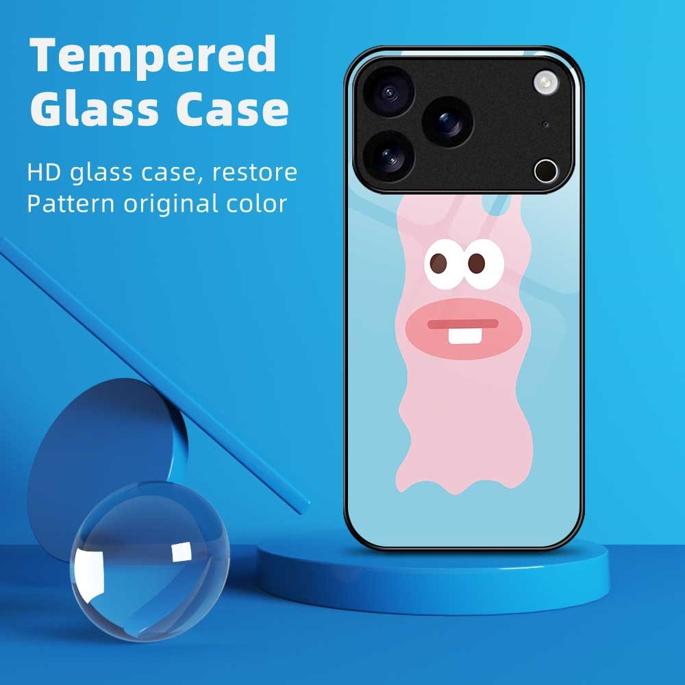 For iPhone 17 Pro Max Case TPU PC Tempered Glass Pattern Printing Anti Drop Phone Back Cover - B0230