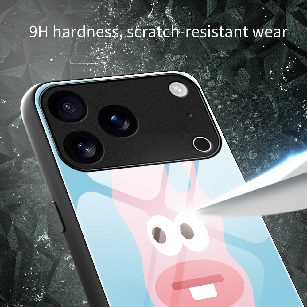 For iPhone 17 Pro Max Case TPU PC Tempered Glass Pattern Printing Anti Drop Phone Back Cover - B0230