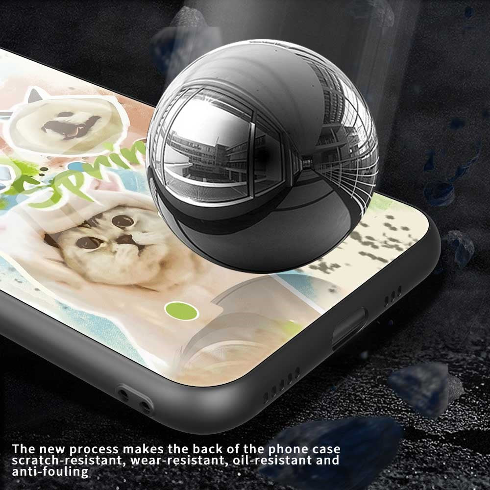 For iPhone 17 Pro Max Case TPU PC Tempered Glass Pattern Printing Anti Drop Phone Back Cover - B0233