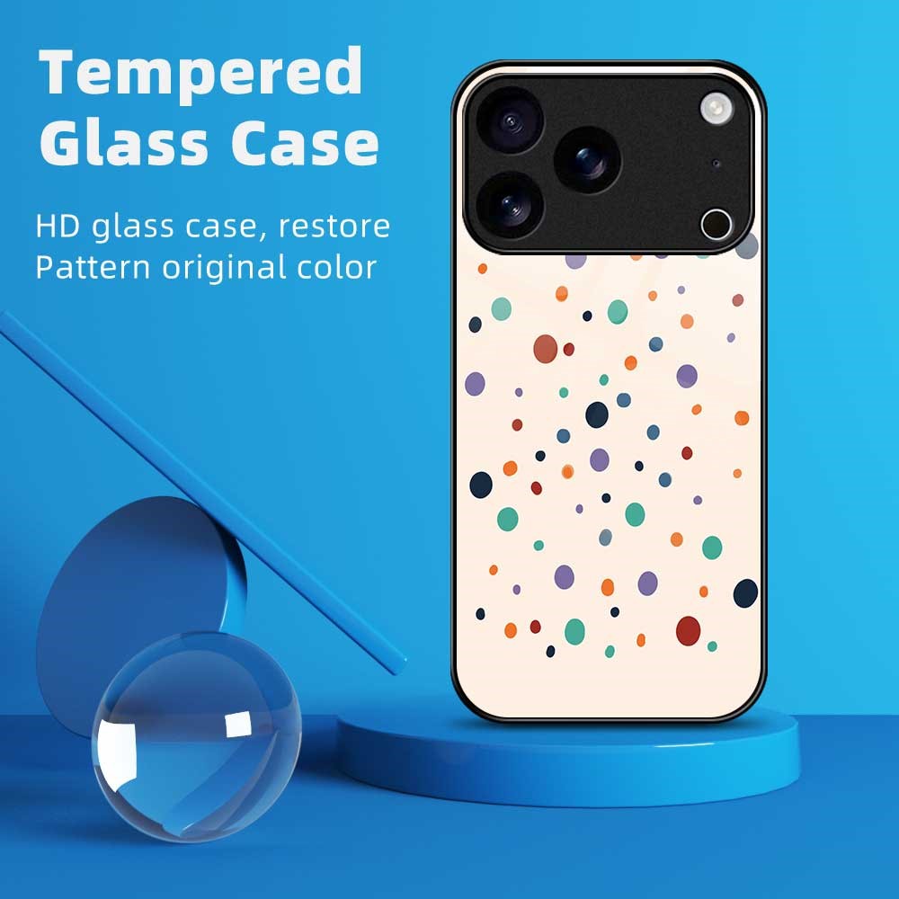 For iPhone 17 Pro Max Case TPU PC Tempered Glass Pattern Printing Anti Drop Phone Back Cover - B0235