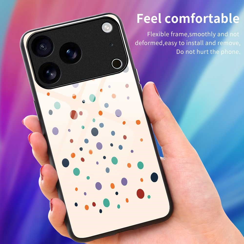 For iPhone 17 Pro Max Case TPU PC Tempered Glass Pattern Printing Anti Drop Phone Back Cover - B0235