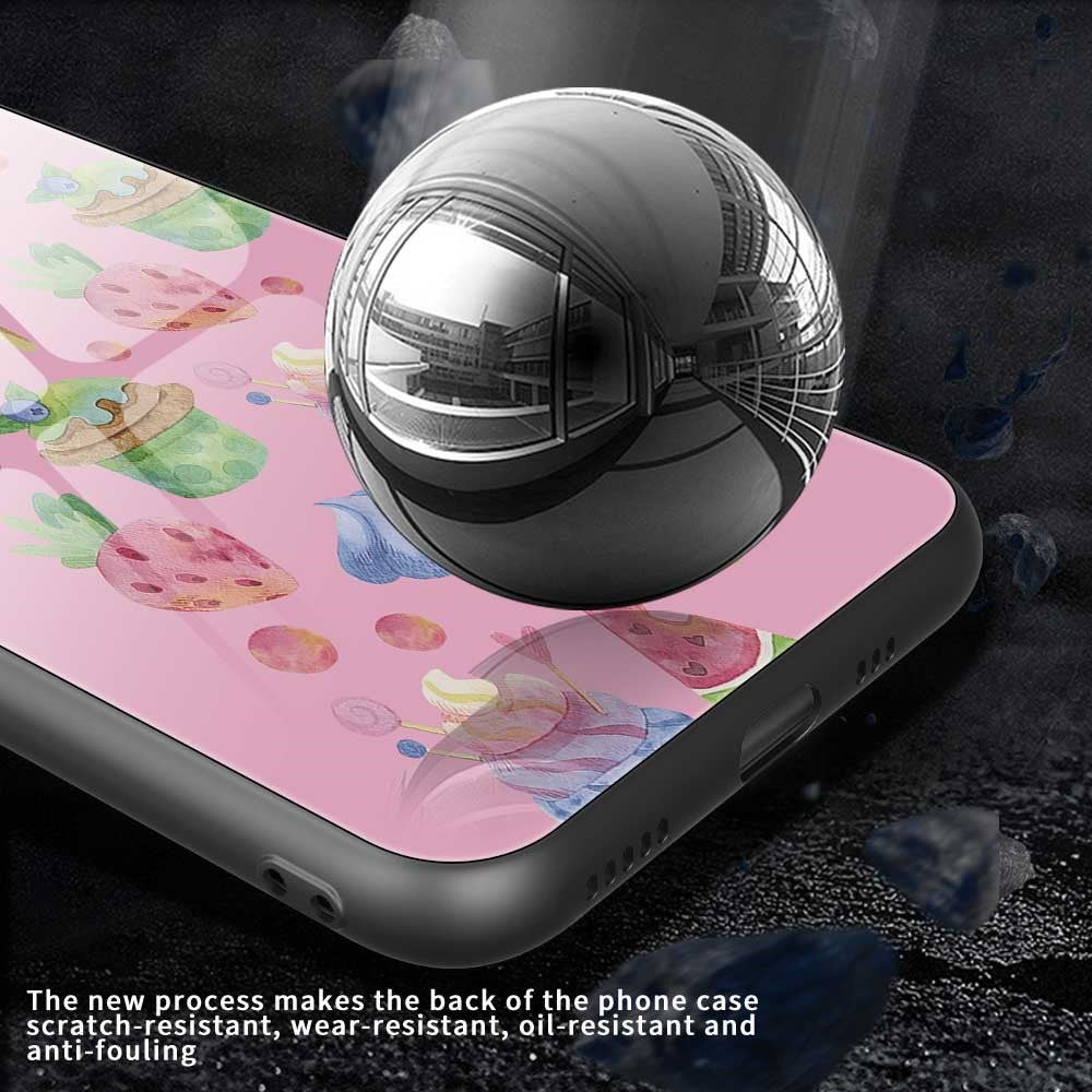 For iPhone 17 Pro Max Case TPU PC Tempered Glass Pattern Printing Anti Drop Phone Back Cover - B0236
