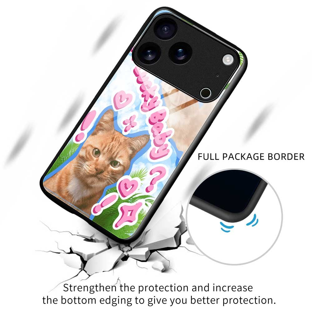 For iPhone 17 Pro Max Case TPU PC Tempered Glass Pattern Printing Anti Drop Phone Back Cover - B0237