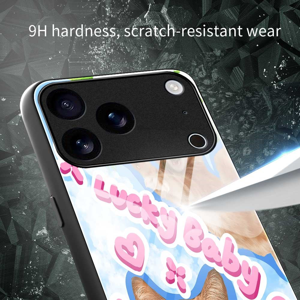 For iPhone 17 Pro Max Case TPU PC Tempered Glass Pattern Printing Anti Drop Phone Back Cover - B0237